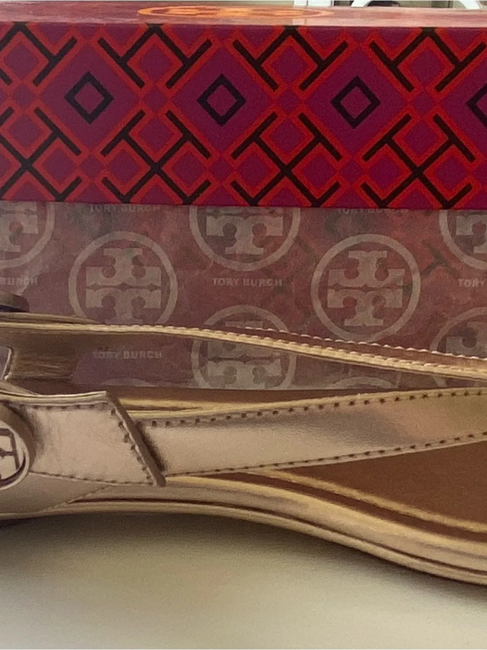 Tory Burch Rose Gold Minnie Sandals